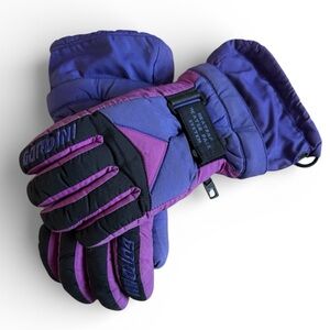 Gordini Vintage 90’s Insulated Ski Gloves Warm Winter Purple Black Leather Large
